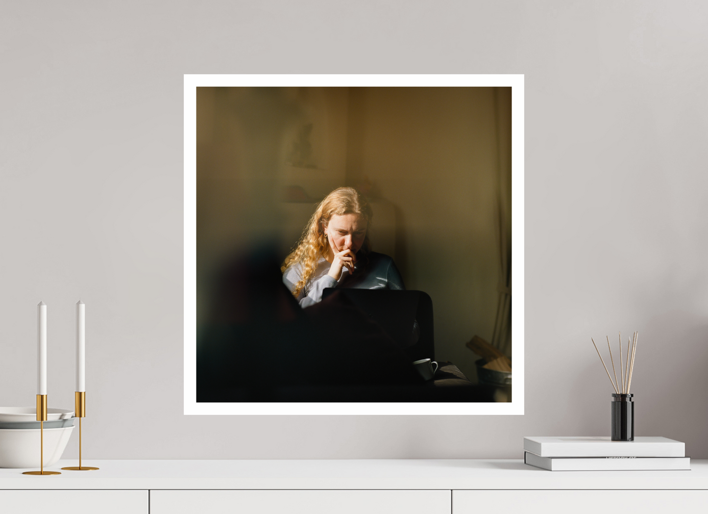 20 x 20″, Fine Art Baryta, .8” border Alice, Writing