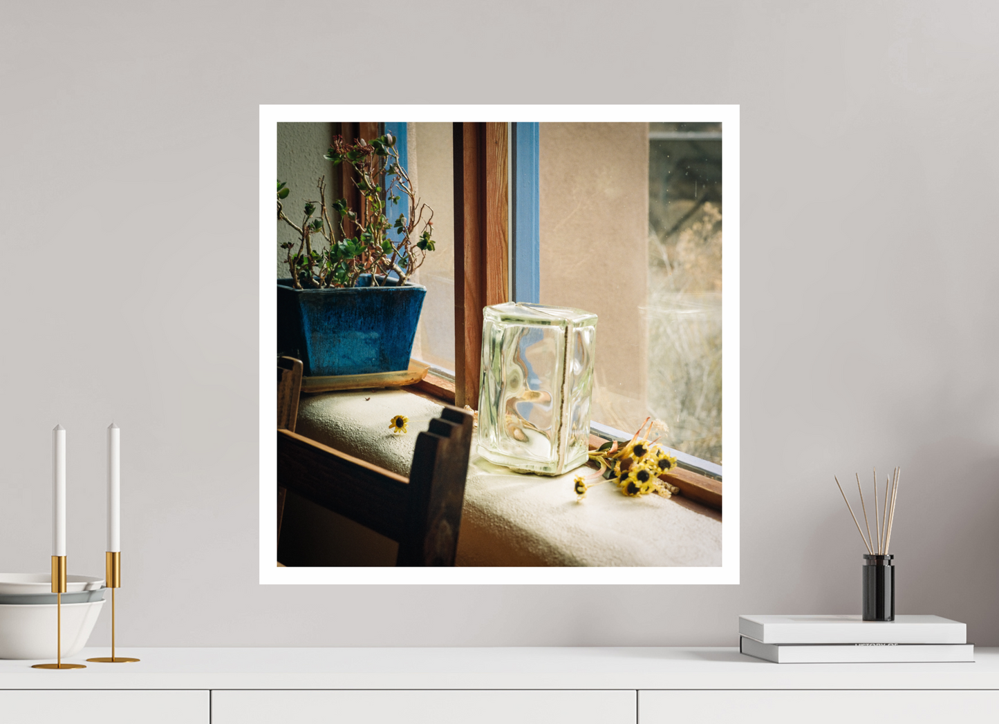 20 x 20″, Fine Art Baryta, .8” border Window Sill Still Life, Santa Fe 2023