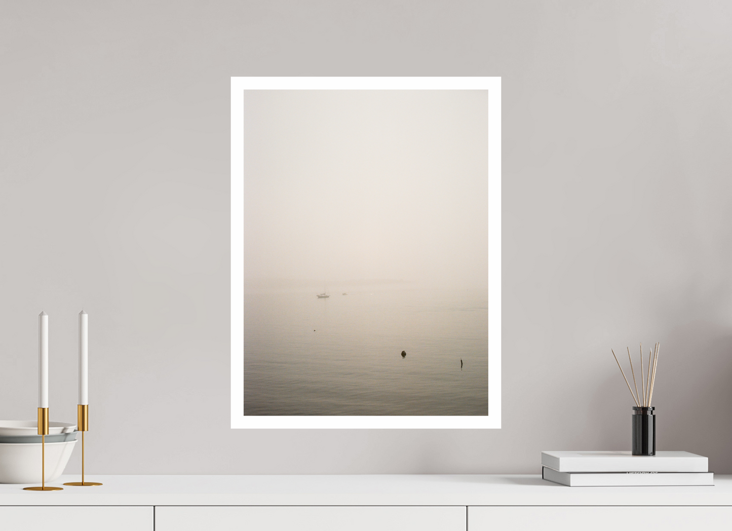 15 x 20″, Hahnemühle FineArt Baryta, .8” border Ship in Fog, Boothbay Harbor