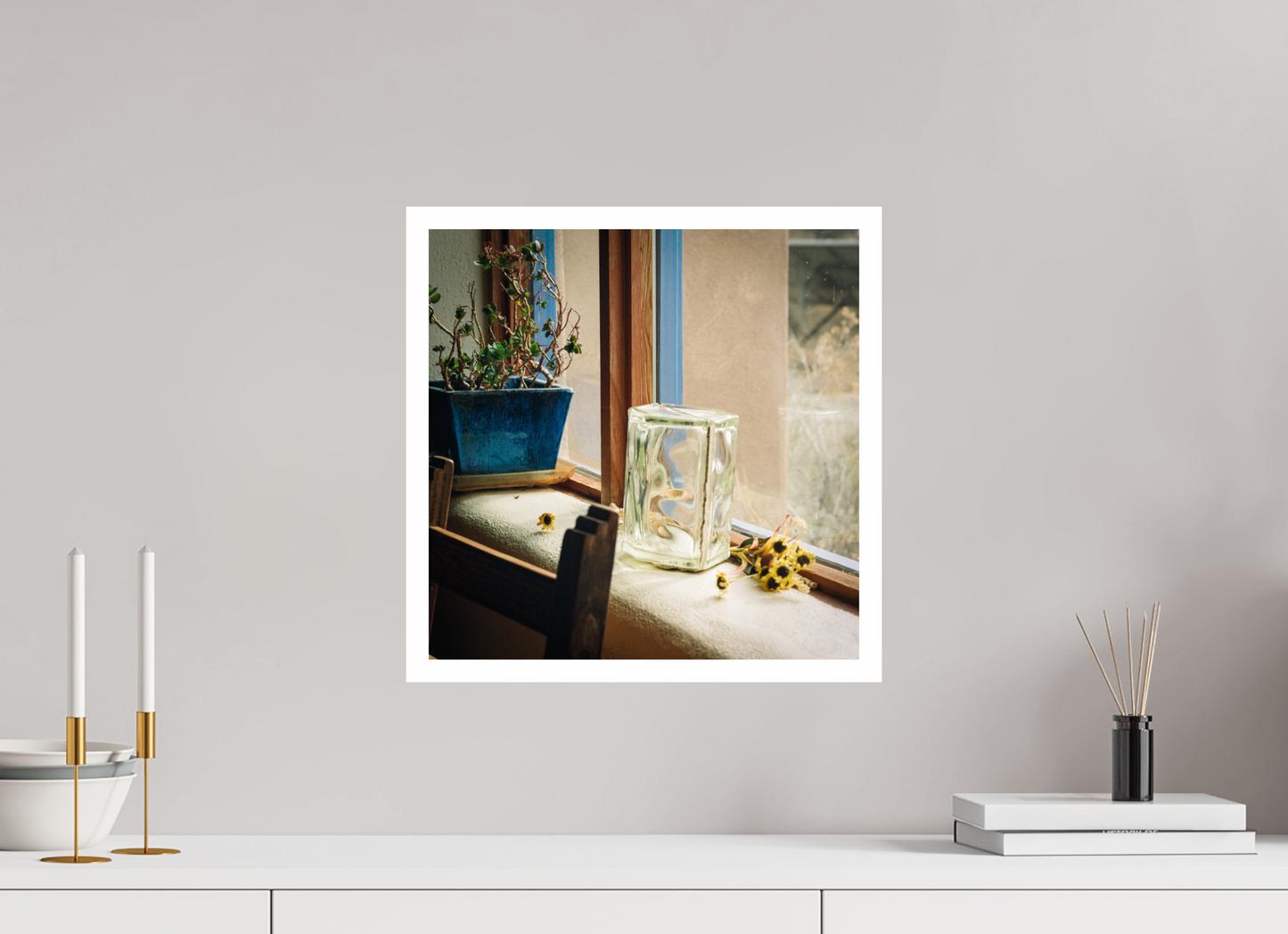 15 x 15″, Fine Art Baryta, .8” border Window Sill Still Life, Santa Fe 2023