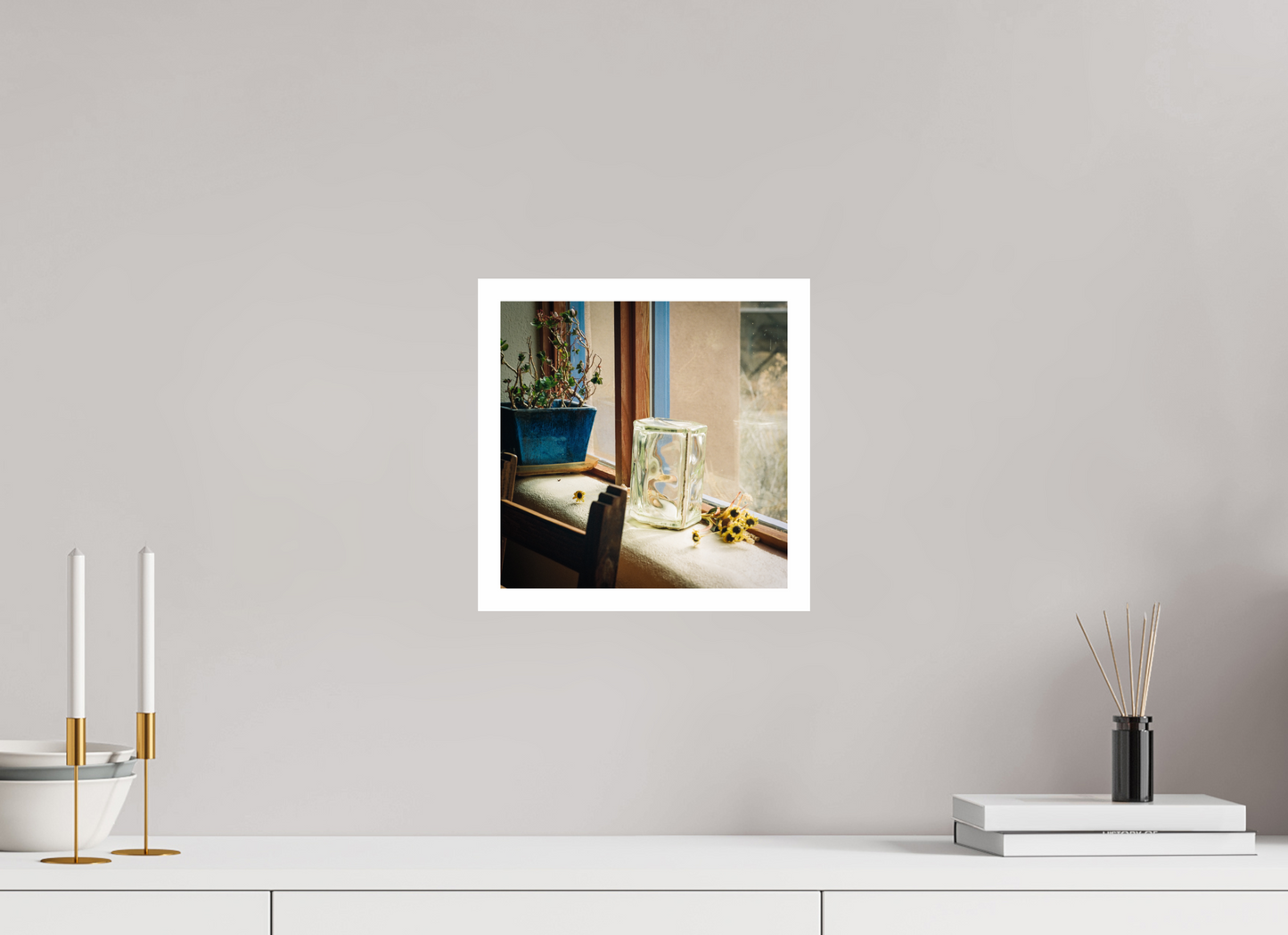 10 x 10″, Fine Art Baryta, .8” border Window Sill Still Life, Santa Fe 2023